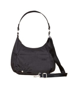 haiku amble hobo bag with removable shoulder strap and adjustable crossbody strap, black in bloom