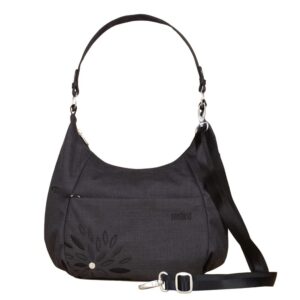 HAIKU Amble Hobo Bag with Removable Shoulder Strap and Adjustable Crossbody Strap, Black in Bloom