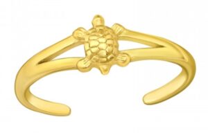 sae99 .925 sterling-silver toe ring (adjustable) (turtle (gold-tone)