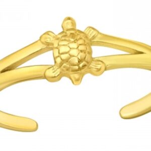 SAE99 .925 Sterling-Silver Toe Ring (Adjustable) (Turtle (Gold-Tone)