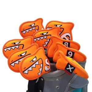 aimshark palette golf iron covers / 9pcs set/golf head covers/golf club covers (bright-orange)