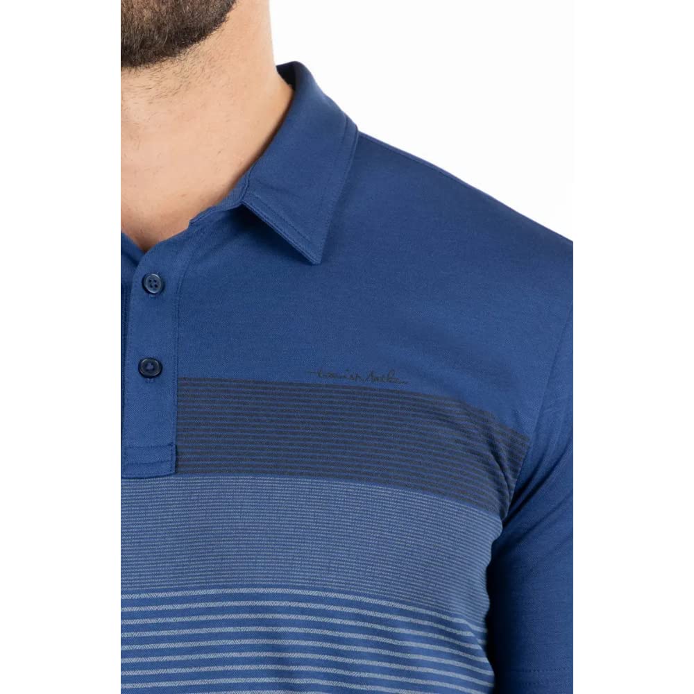 TravisMathew Mens Late Checkout Chest Stripe Golf Polo - Estate Blue L