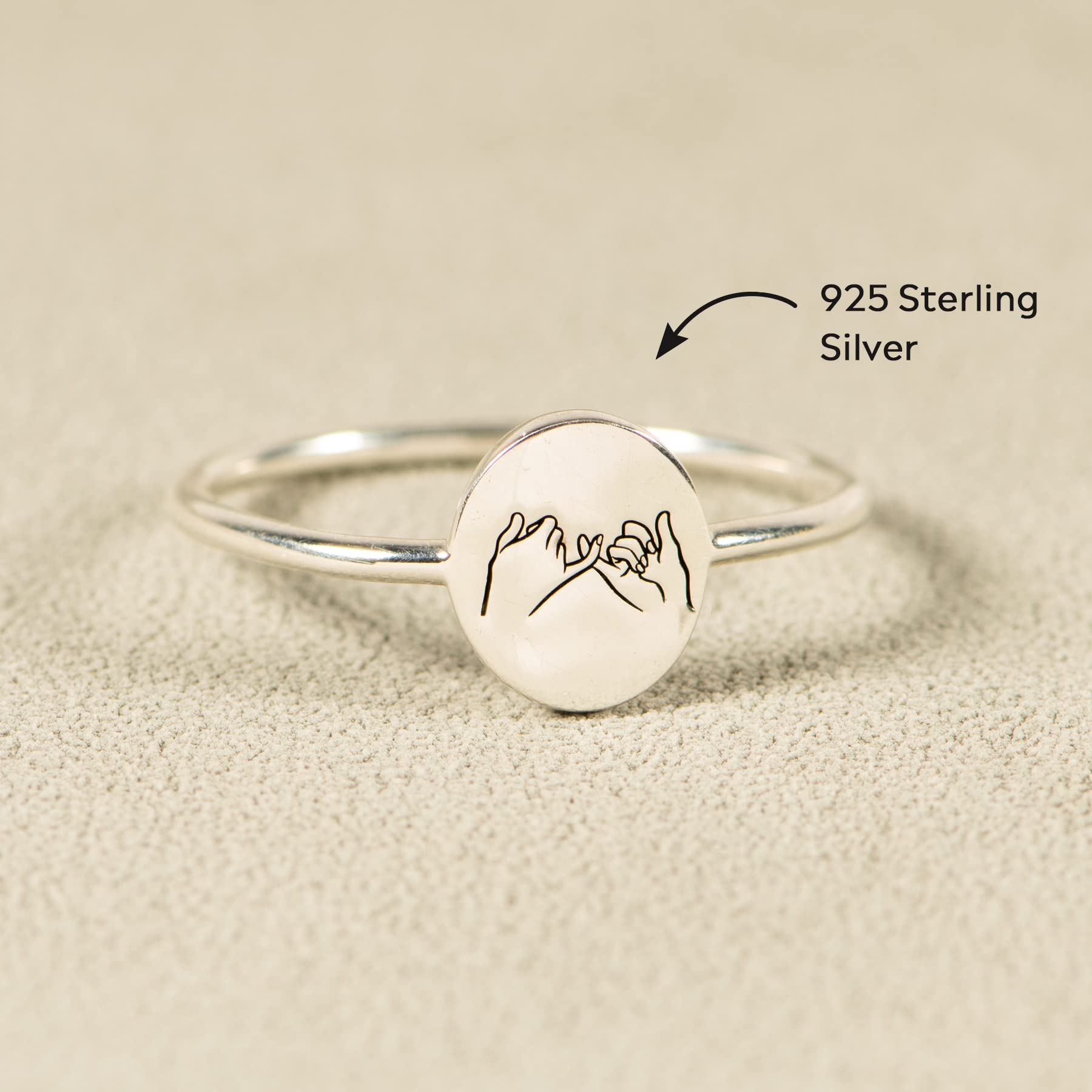 Mothers Day Gifts from Daughter, Mother Daughter Ring, Ring for Mom from Daughter, Silver Pinky Promise Ring for Mom and Daughter, Daughter Gift from Mom, Gifts for Mom from Daughter (MD silver 12)