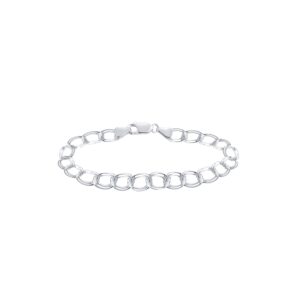 Savlano 925 Sterling Silver 9mm Double Ring Charm Link Bracelet -8 inch Charm Link Bracelet for Women - Made in Italy Comes with Gift Box