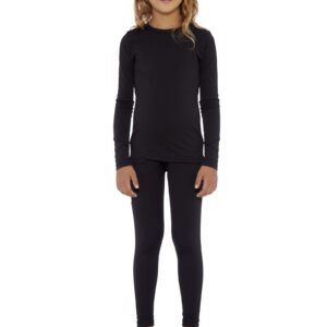 Rocky Thermal Underwear For Girls (Long Johns Thermals Set) Shirt & Pants, Base Layer w/Leggings/Bottoms Ski/Extreme Cold (Black - Small)