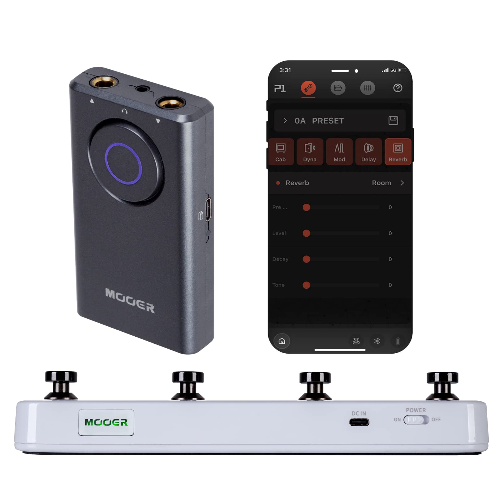 MOOER Prime P1 Intelligent Pedal Guitar Multi Effects Pedal with F4 White Wireless Footswitch Pedal