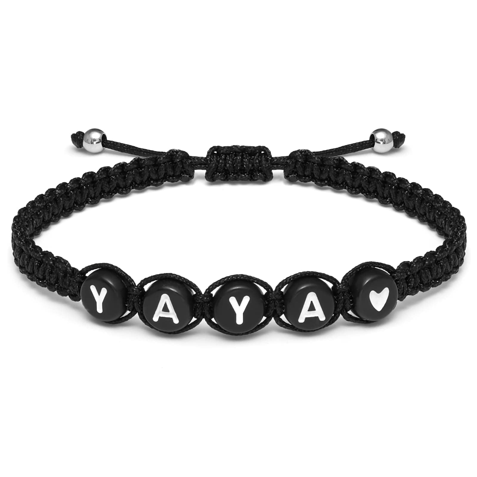 seensea Yaya Gifts Black Rope Braided Bracelet Grandmother bracelets Adjustable Bracelet for Grandma ID Bracelet Birthday Gift Christmas Family Gifts for Women (YAYA Bracelet)