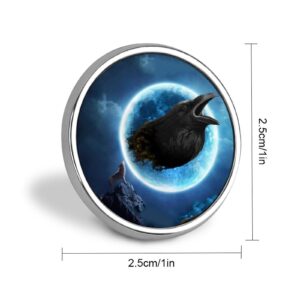 Wolf and Crow Elegant Lapel Clothes Pin Brooch Tie Pins Round Badge Jewelry for Men Women