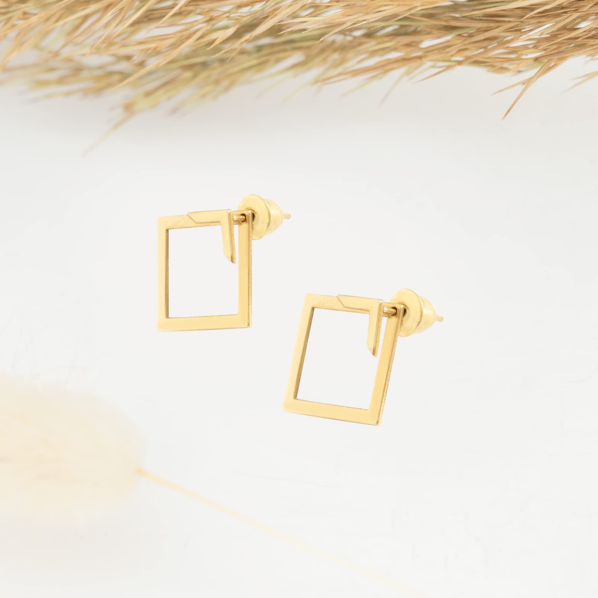 925 Sterling Silver Ear Jacket Earrings - Square Earring - Dainty Ear Jacket - Double Earrings - Geometric Earrings - Modern Jewelry - Gift for Her (18K Gold)