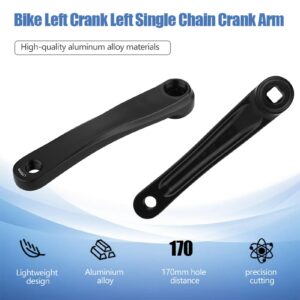 Bicycle Crank Arm, 170mm Bike Crank Leg Left Aluminum Alloy Single Chain Speed Crankset Replacement Accessory for Electric Hybrid Mountain Folding Commuter Road Exercise Repair Square Rhombic Hole