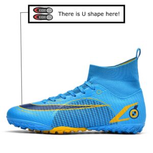 Maylrvjv Men’s Soccer Cleats Shoes High-Top Football Boots Lightweight Outdoor Indoor Competition Training Sports Shoes