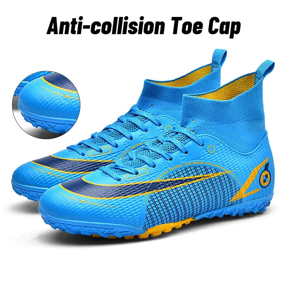 Maylrvjv Men’s Soccer Cleats Shoes High-Top Football Boots Lightweight Outdoor Indoor Competition Training Sports Shoes