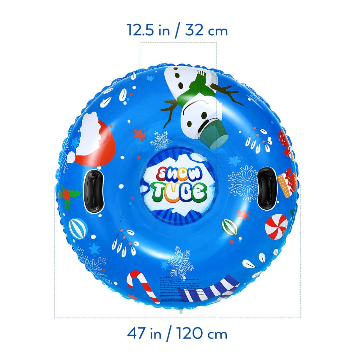 BESPORTBLE Inflatable Snow Tube PVC Inflatable Snow Sled Winter Snow Tube Heavy Duty Snow Sled with Handles for Children and Adults, 120cm/47inch