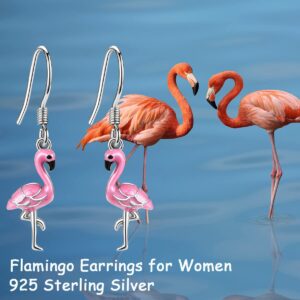 Flamingo Earrings for Women 925 Sterling Silver Pink Flamingo Dangle Drop Earrings Animal Jewelry Christmas Gifts for Women