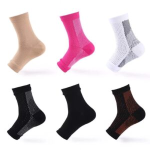 Ankle Brace Compression Sleeves, Relieves Achilles Tendonitis, Joint Pain. Plantar Fasciitis Relief Socks with Foot Arch Support Reduces Swelling & Heel Spur Pain. Injury Recovery for Sports White S/M