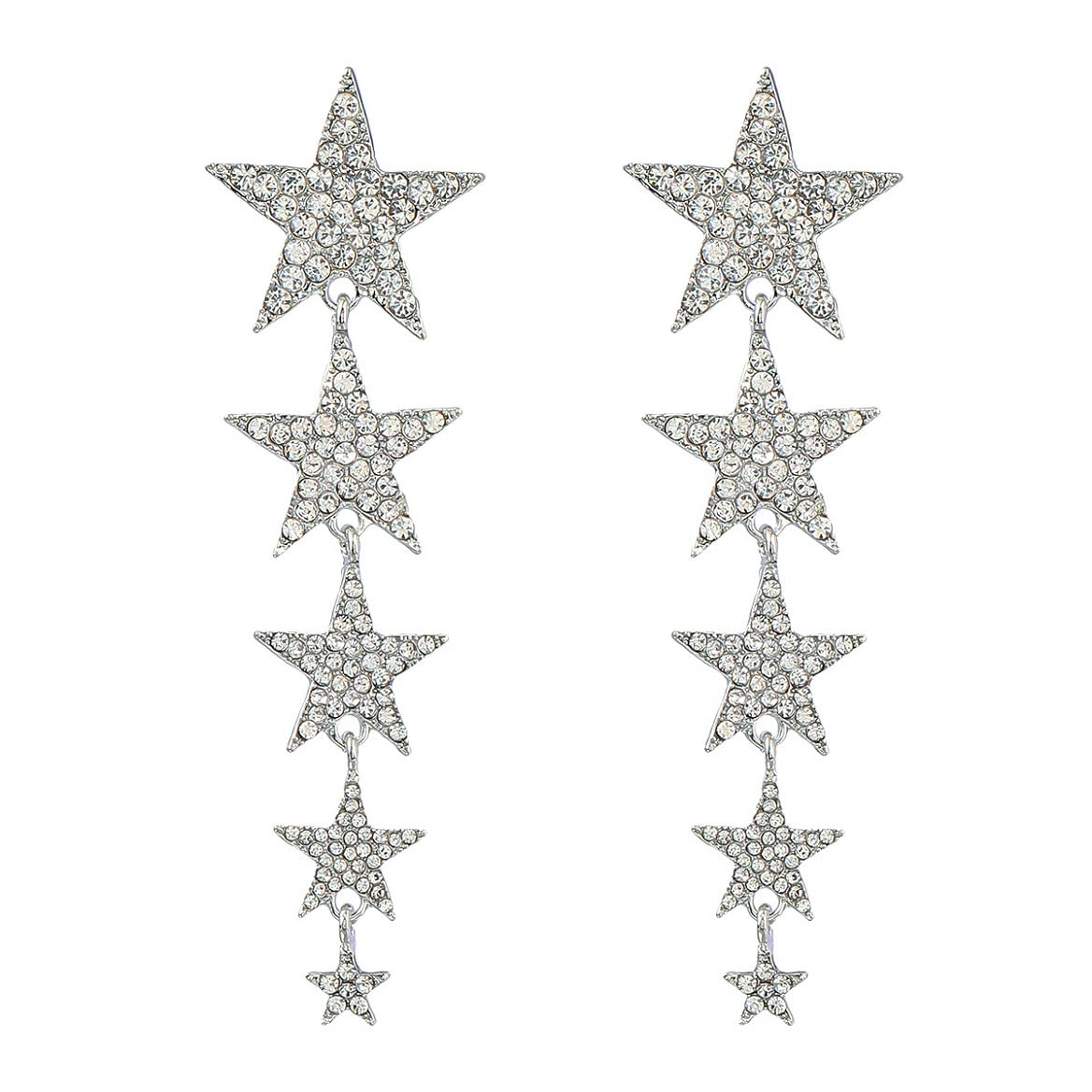 Star Tassel Earrings, Shooting Star Dangle Earrings for Women, Bohemian Star Fringe Earrings, Sparkling Star Stud Earrings Star Boho Jewelry, Lucky Star Drop Earrings for womens(Silver)