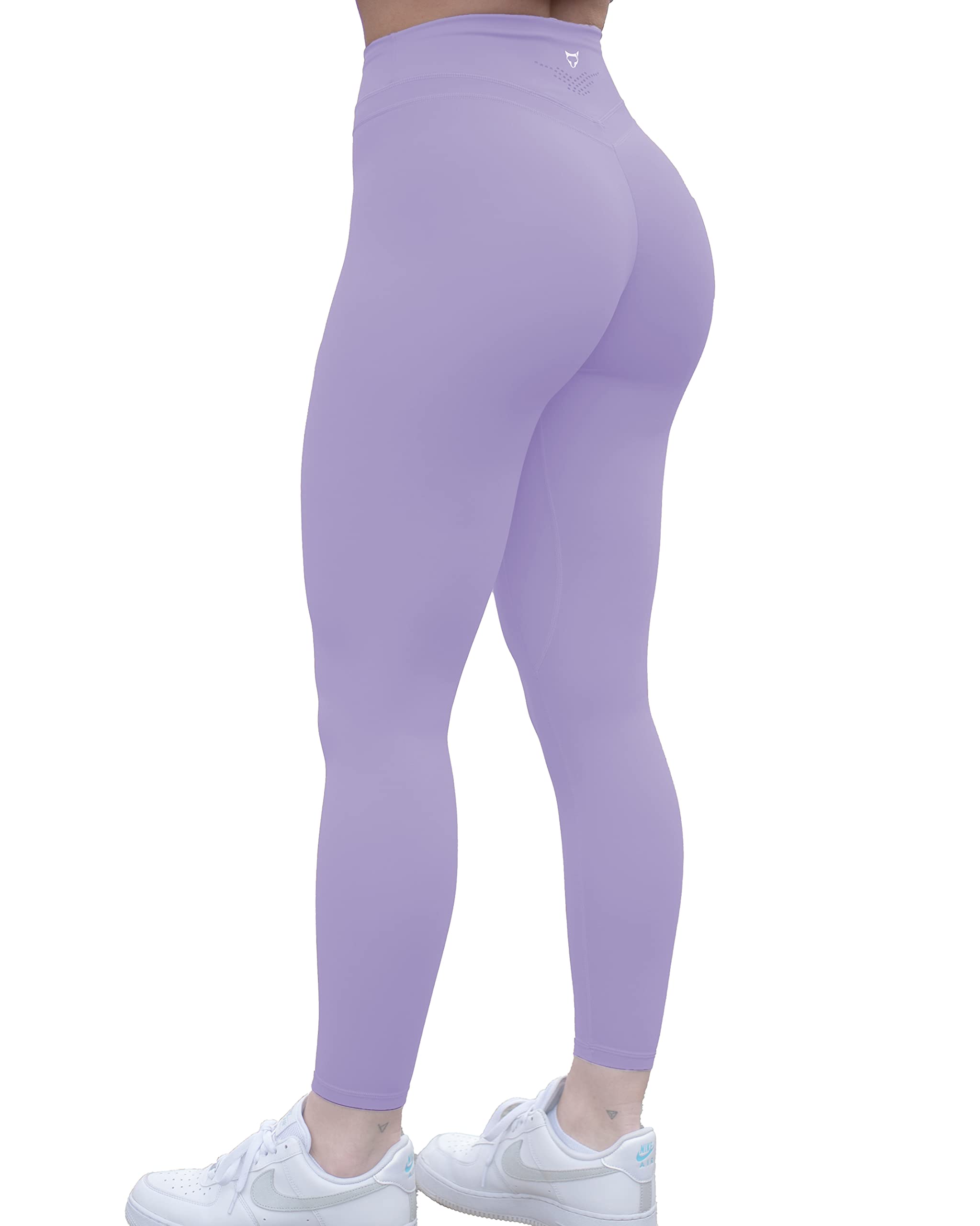 TomTiger Women's Yoga Pants 7/8 High Waisted Workout Yoga Leggings for Women Butt Lifting Tummy Control Booty Tights (Lavender, M)