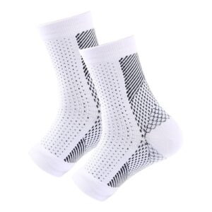 Ankle Brace Compression Sleeves, Relieves Achilles Tendonitis, Joint Pain. Plantar Fasciitis Relief Socks with Foot Arch Support Reduces Swelling & Heel Spur Pain. Injury Recovery for Sports White S/M