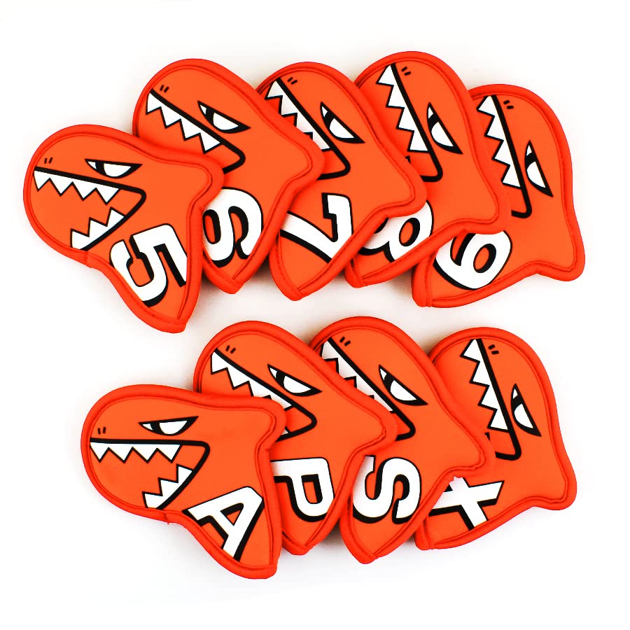 AIMSHARK Palette Golf Iron Covers / 9pcs Set/Golf Head Covers/Golf Club Covers (Bright-Orange)