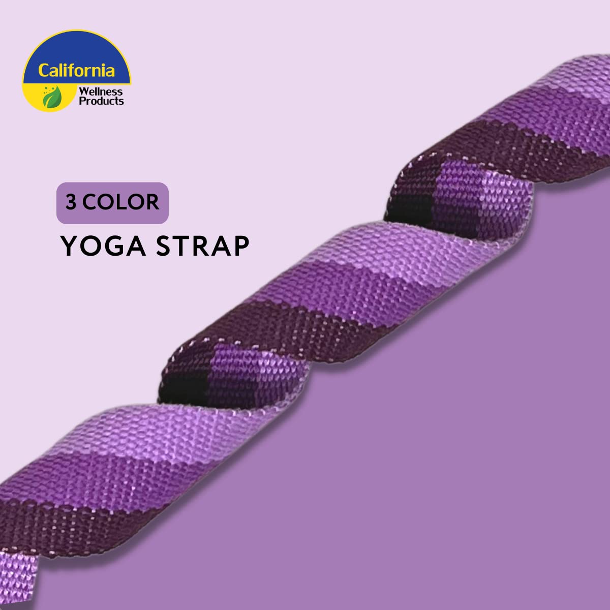 California Wellness Products Yoga Strap - yoga belt strap - yoga straps for stretching - exercise strap with Extra Safe Adjustable D-Ring Buckle for Pilates - yoga band for Women & Men