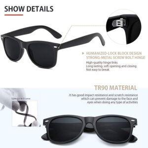 FEIDUSUN Sunglasses Men Polarized Sunglasses for Mens and Womens,Black Retro Sun Glasses Driving Fishing UV Protection