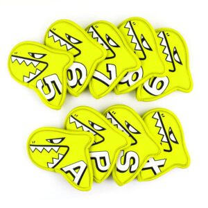 AIMSHARK Palette Golf Iron Covers / 9pcs Set/Golf Head Covers/Golf Club Covers (Bright-Yellow)