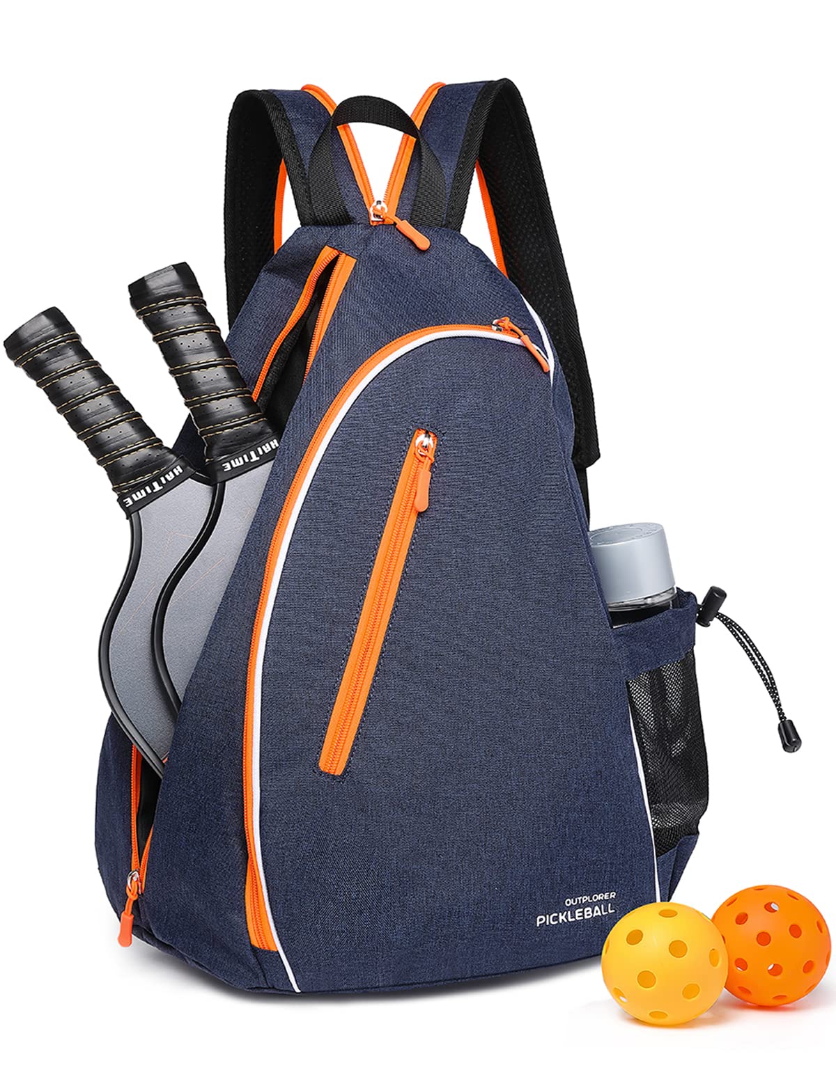 OUTPLORER Pickleball Bags for Men Women Pickleball Paddle Bag Sports Pickleball Bag Adjustable Sling Bag with Fence Hook Crossbody Backpack Fits to the Courts (Orange B)