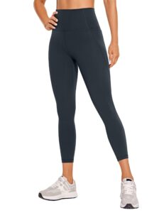 crz yoga womens butterluxe workout capri leggings with pockets 21 inches - high waisted gym athletic crop yoga leggings true navy large