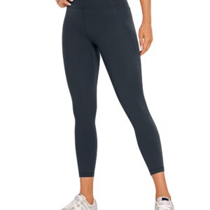 CRZ YOGA Womens Butterluxe Workout Capri Leggings with Pockets 21 Inches - High Waisted Gym Athletic Crop Yoga Leggings True Navy Large