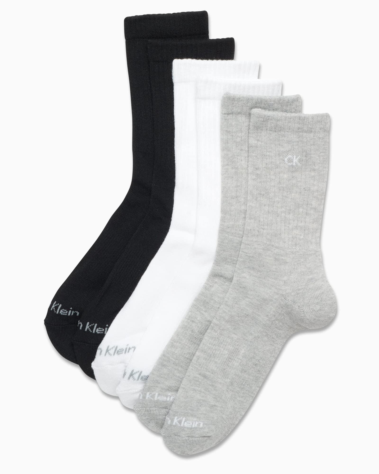 Calvin Klein Women's Socks - Cushion Athletic Crew Socks (6 Pack), Size 4-10, Grey Assorted