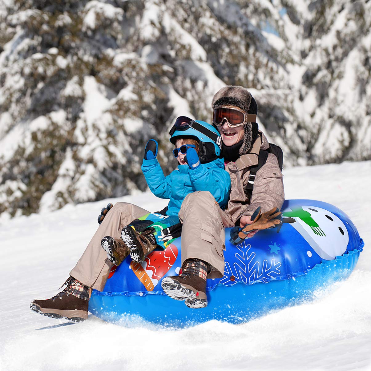 BESPORTBLE Inflatable Snow Tube PVC Inflatable Snow Sled Winter Snow Tube Heavy Duty Snow Sled with Handles for Children and Adults, 120cm/47inch