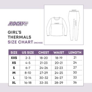 Rocky Thermal Underwear For Girls (Long Johns Thermals Set) Shirt & Pants, Base Layer w/Leggings/Bottoms Ski/Extreme Cold (Black - Small)