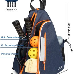 OUTPLORER Pickleball Bags for Men Women Pickleball Paddle Bag Sports Pickleball Bag Adjustable Sling Bag with Fence Hook Crossbody Backpack Fits to the Courts (Orange B)