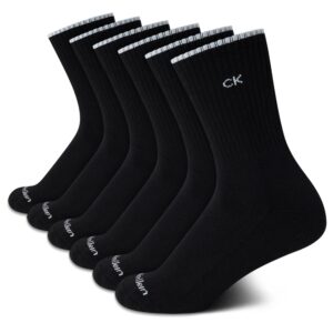 calvin klein women's socks - cushion athletic crew socks (6 pack), size 4-10, pure black