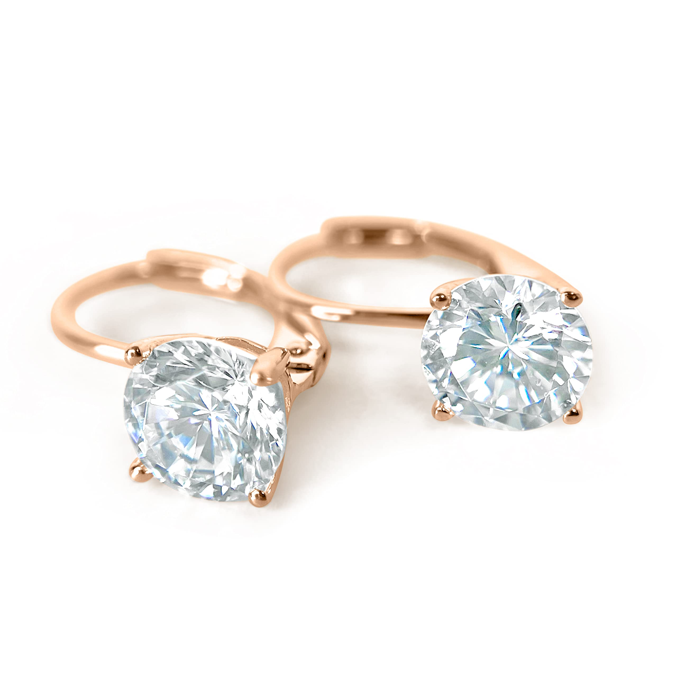 1.0 Ct - 4.0 Ct Lever Back Moissanite Stud Earrings, Round Cut Moissanite Diamond Hoop Earring, 14K Gold Stud Earrings for Women (2 Ct. [6.5mm *2], 14k Rose Gold)