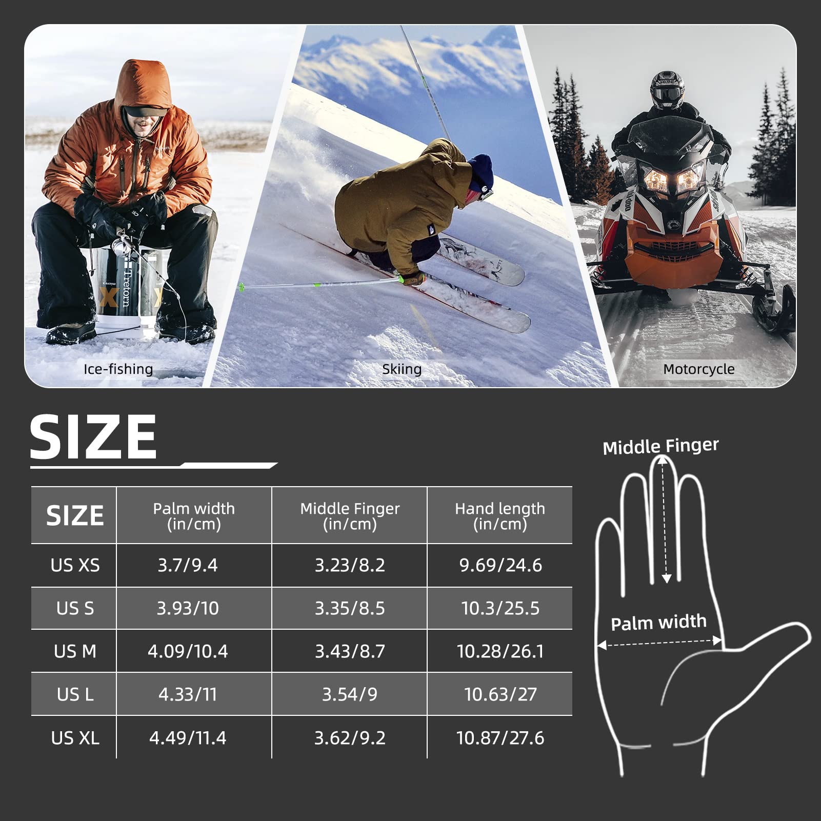 ROCKBROS Winter Thermal Cycling Gloves Touch Screen Men Women Gloves Windproof Ski Snow Anti-Slip Warm Gloves for Cold Weather