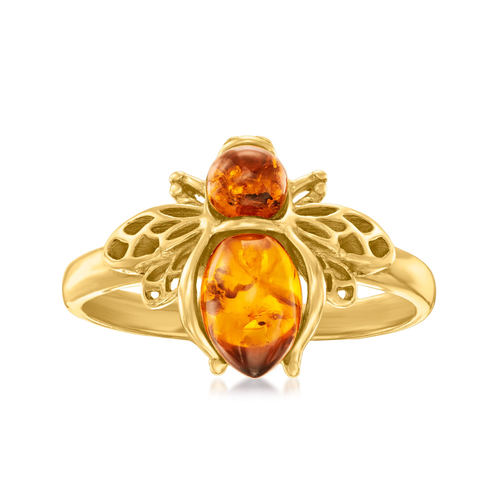 Ross-Simons Amber Bumblebee Ring in 18kt Gold Over Sterling. Size 8