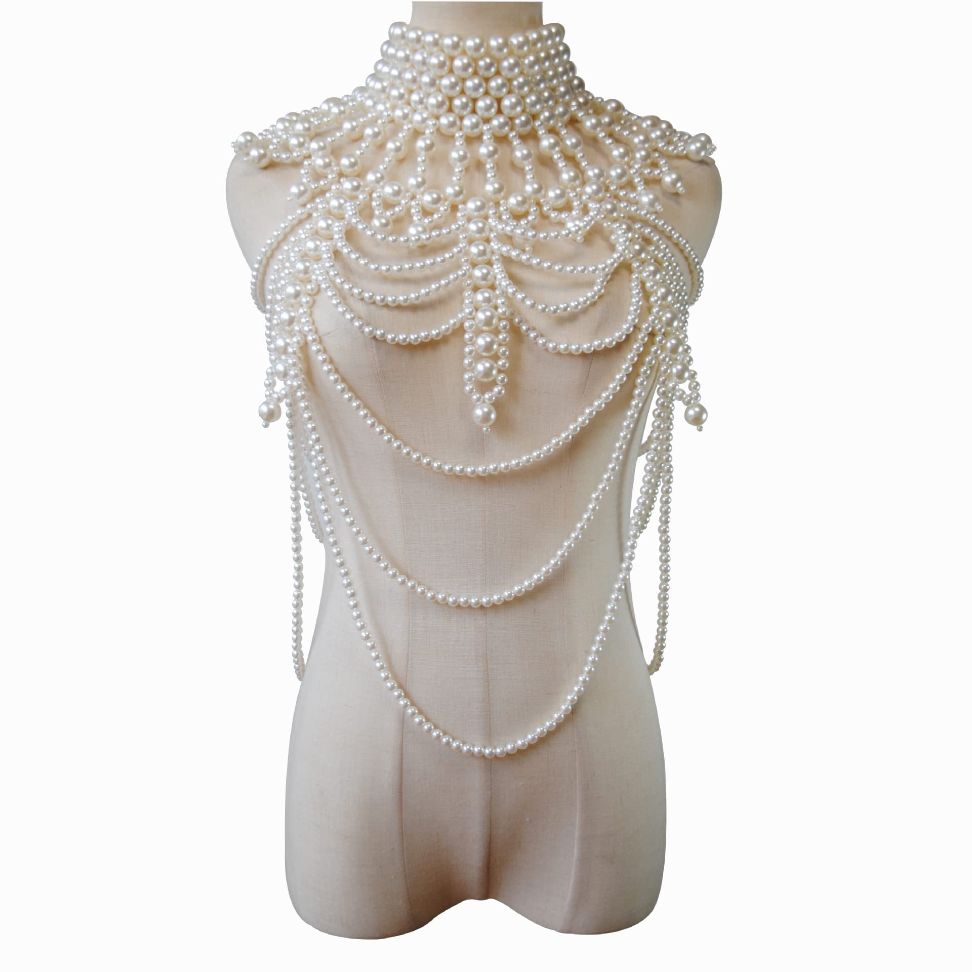 YWCUTE Necklace sexy braid fringe pearl bra sweater chain French fashion multi-layer pearl body chain