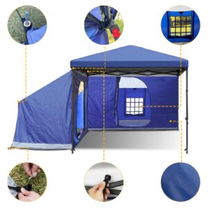 KAMPKEEPER Side Tent,Camping Tent for 10' x 10' Pop Up Canopy, Easy Set Up Gazebo,Compatible with 10' Wide Tents (Blue) Only Side Tent