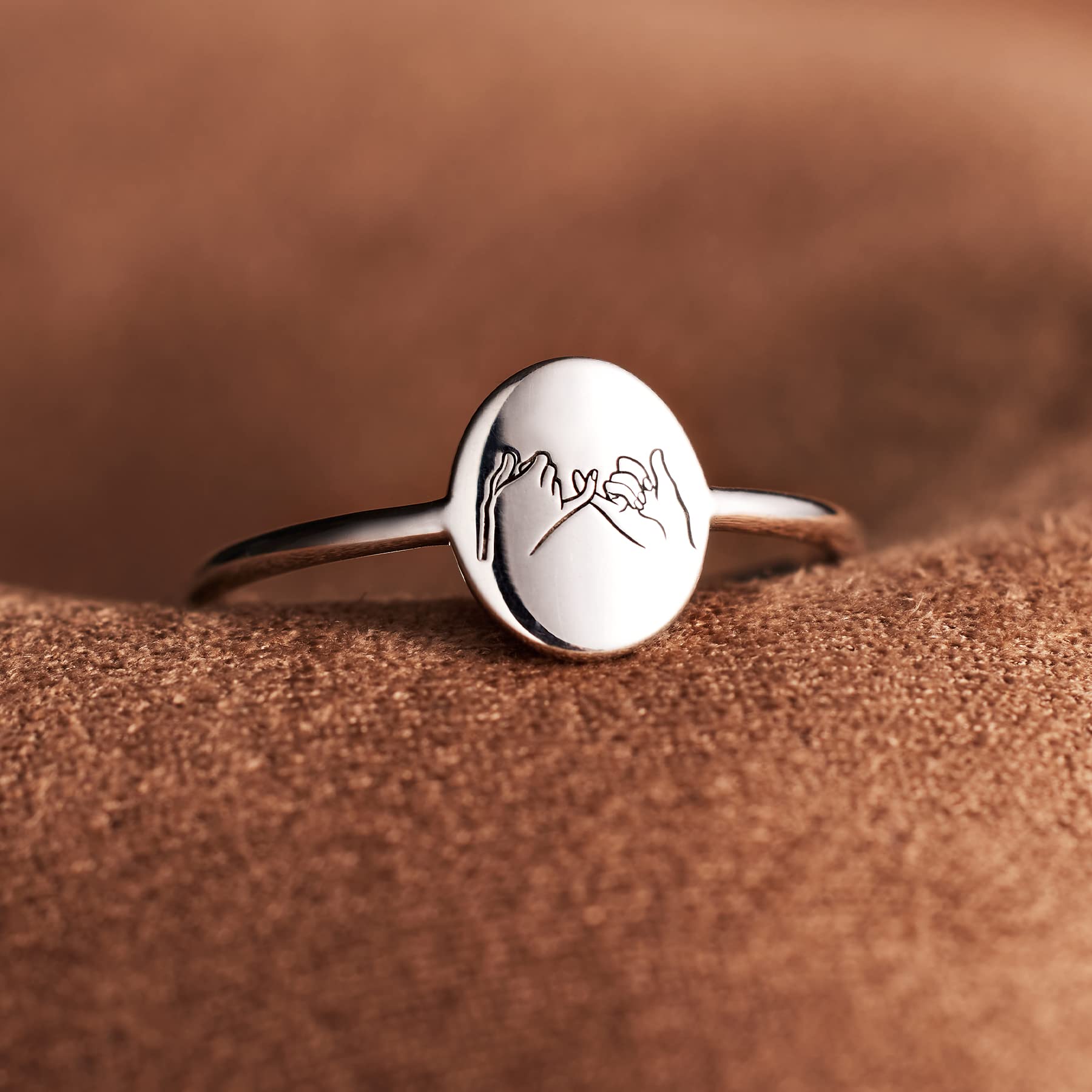 Pinky Promise Ring for Best Friends, Friendship Rings, Silver Pinky Promise Ring for Friends, Sisters Ring, Gifts for Best Friends Women, Best Friend Birthday Gifts for Women(F silver 07)