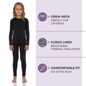 Rocky Thermal Underwear For Girls (Long Johns Thermals Set) Shirt & Pants, Base Layer w/Leggings/Bottoms Ski/Extreme Cold (Black - Small)