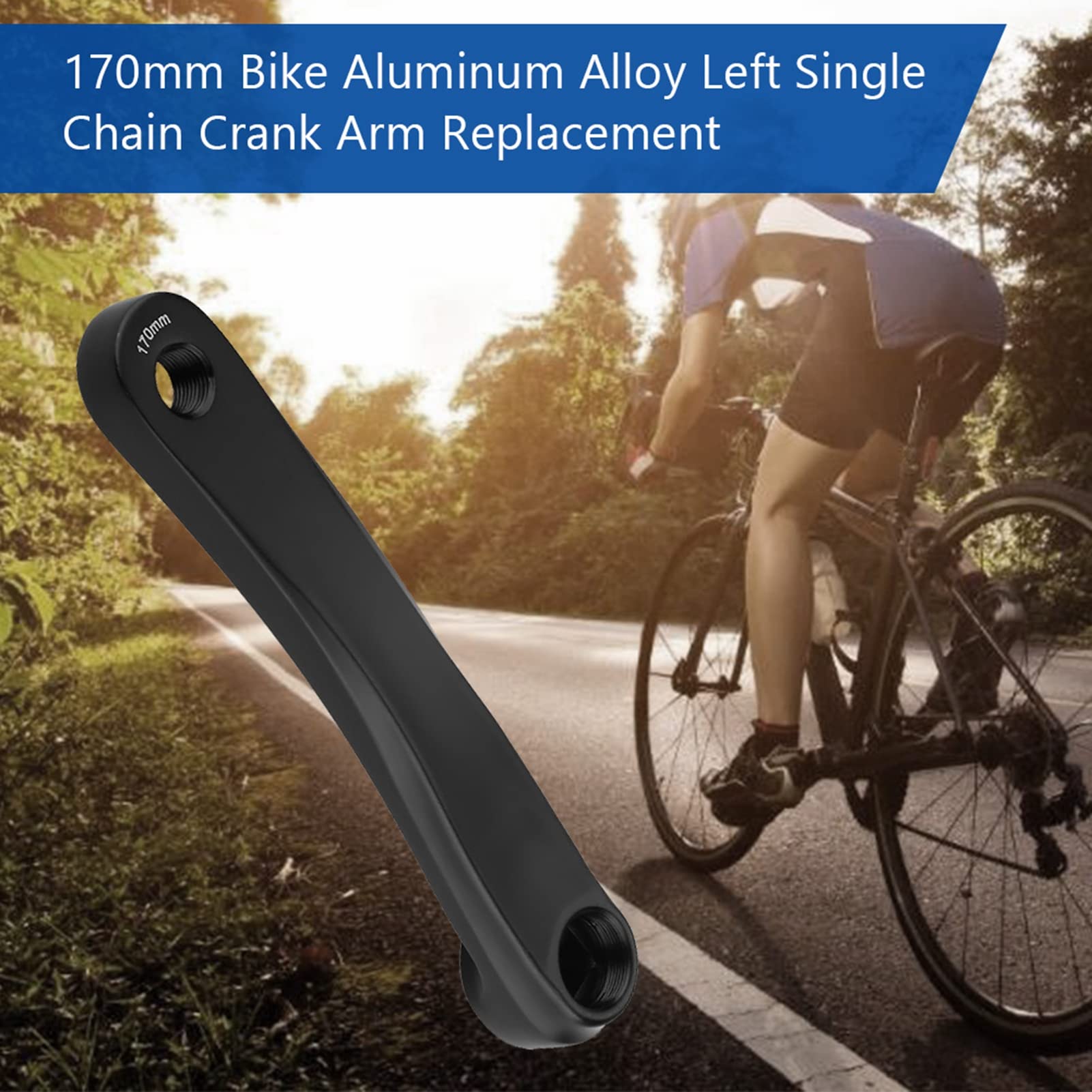 Bicycle Crank Arm, 170mm Bike Crank Leg Left Aluminum Alloy Single Chain Speed Crankset Replacement Accessory for Electric Hybrid Mountain Folding Commuter Road Exercise Repair Square Rhombic Hole