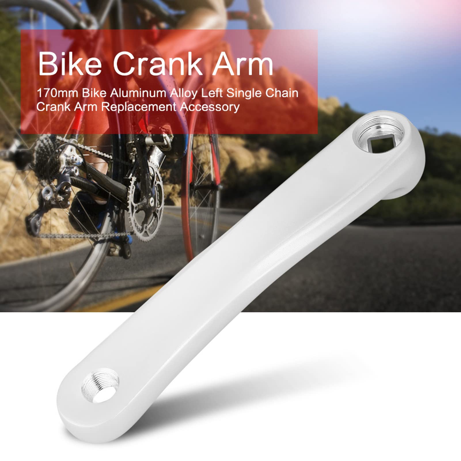 Bicycle Crank Arm, 170mm Bike Crank Leg Left Aluminum Alloy Single Chain Speed Crankset Replacement Accessory for Electric Hybrid Mountain Folding Commuter Road Exercise Repair Square Rhombic Hole