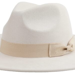 Pro Celia Big Wide Brim Fedora Hat for Women Large Felt Panama Rancher Hat (Ivory)