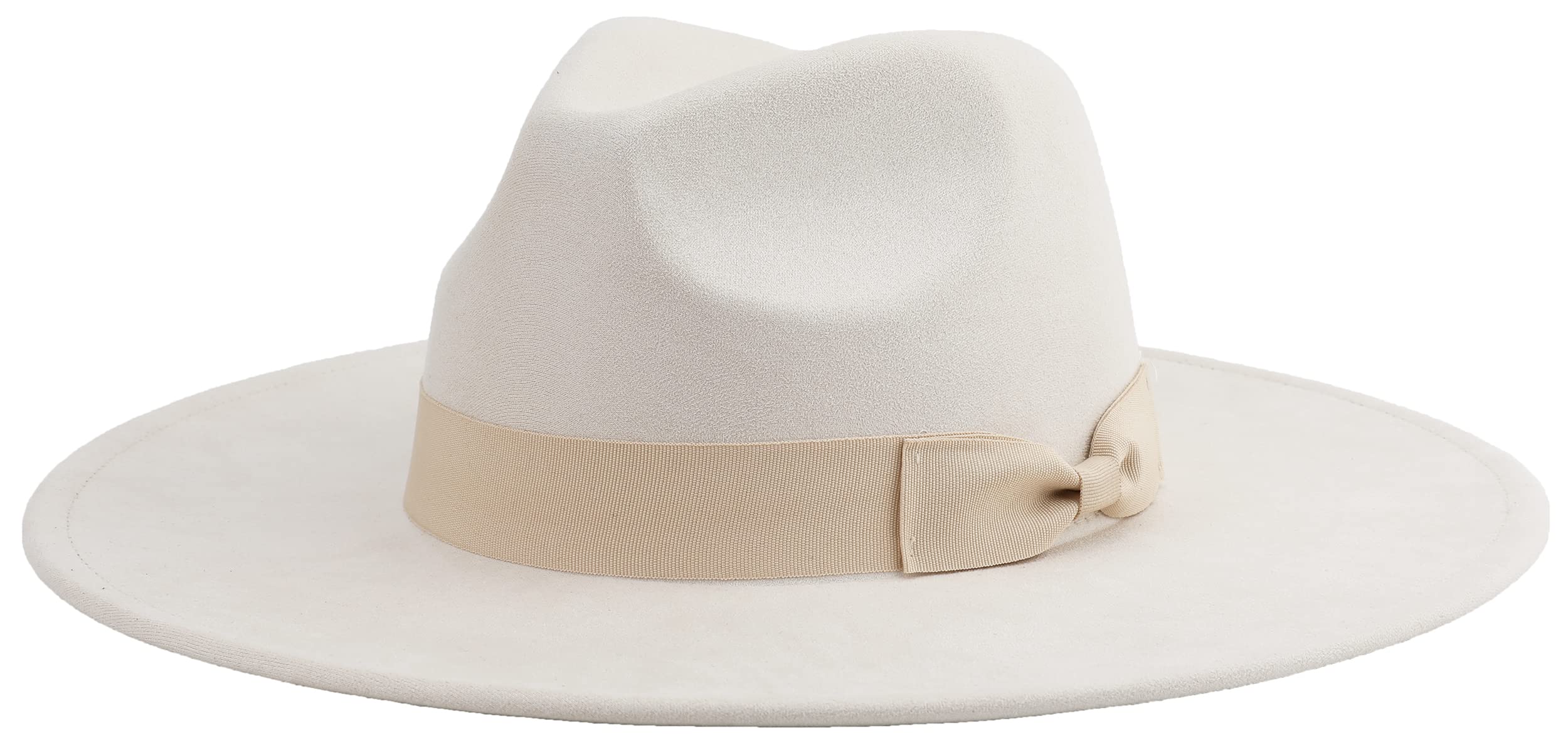 Pro Celia Big Wide Brim Fedora Hat for Women Large Felt Panama Rancher Hat (Ivory)