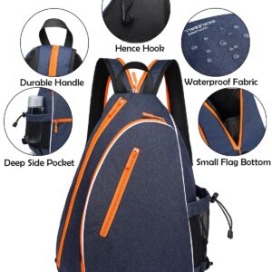 OUTPLORER Pickleball Bags for Men Women Pickleball Paddle Bag Sports Pickleball Bag Adjustable Sling Bag with Fence Hook Crossbody Backpack Fits to the Courts (Orange B)