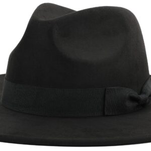 Pro Celia Big Wide Brim Fedora Hat for Women Large Felt Panama Rancher Hat (Black)