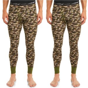 hanes men's red label x-temp thermal pant, camo 2 pack, x-large