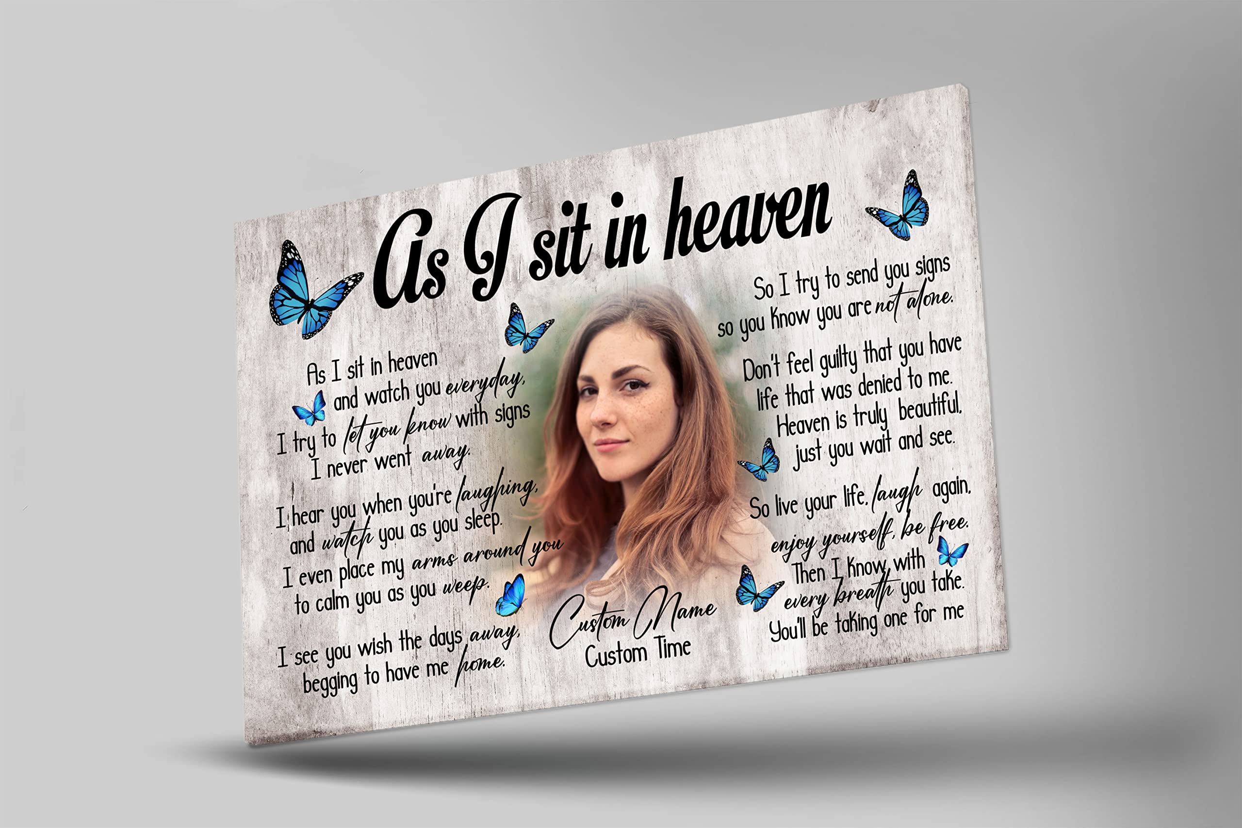 Personalized Memorial Gifts for Loss of Loved one, Meaningful Sympathy Gift for Loss of Sister Daughter Mom Dad - As I Sit In Heaven Canvas - VTQ43 (10x8 inch)