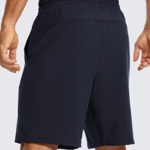 CRZ YOGA Men's 2 in 1 Running Shorts with Liner 9'' Quick Dry Workout Sports Athletic Shorts with Pockets Navy X-Large